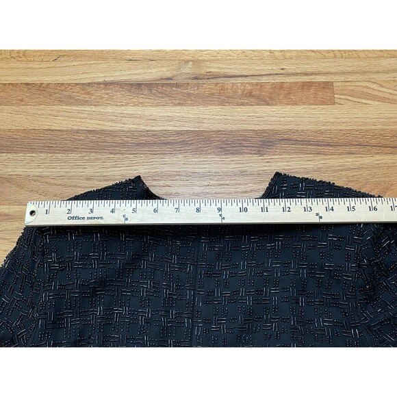 Scala Women's 8 Black Dress Black 100% Silk Sheath Holiday Beaded Vintage Party - Picture 7 of 9